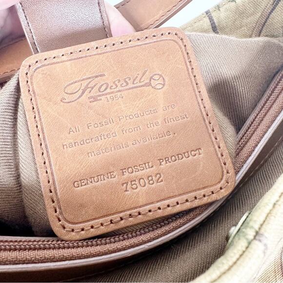 Fossil Canvas and Wicker Palm Tree Print Shoulder Bag Purse ZB 3863 - Picture 6 of 14